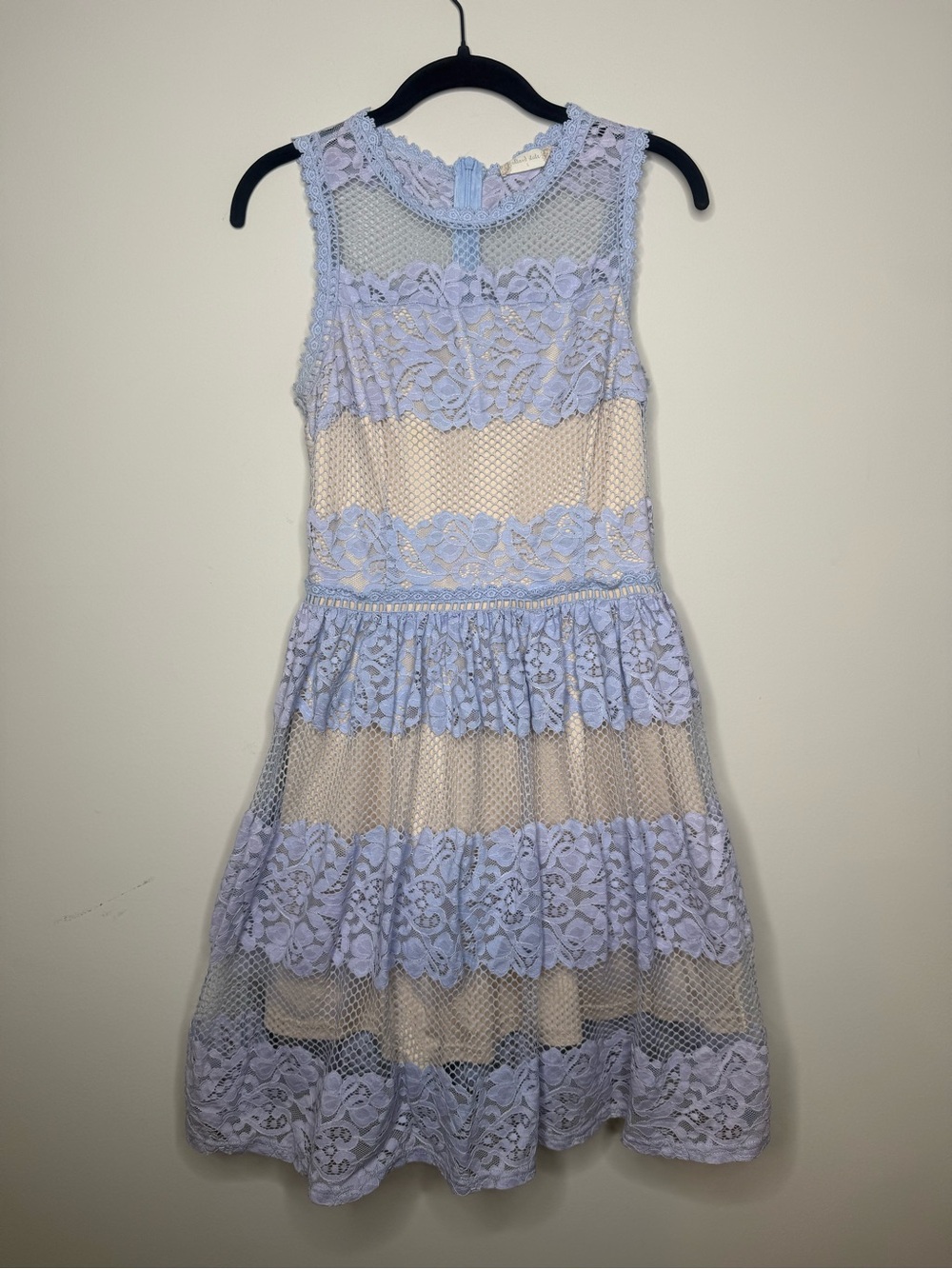 Altar'd State periwinkle blue sleeveless floral lace a-line dress